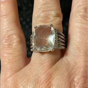 Sterling silver and white topaz statement ring